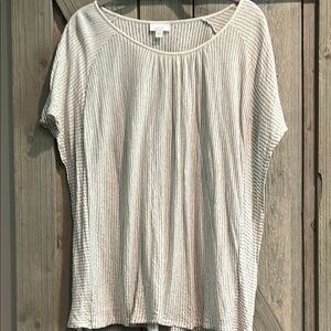 J Jill Women's Cream Striped Top